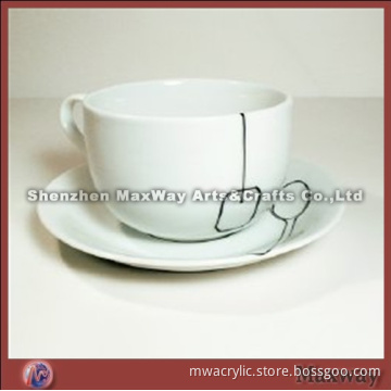 Elegant Polished Round White Acrylic Coaster/Tray/Saucer with Your Logo